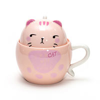 Чашка с крышкой Штуки «Tiger Cat» розовая купить с доставкой в любой город Украины, цена от 301 грн.