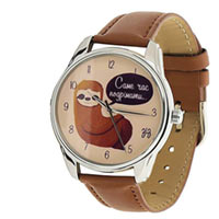 Часы ZIZ маст-хэв "Ленивец" (коричневый, серебро) купить с доставкой в любой город Украины, цена от 540 грн.