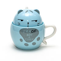 Чашка с крышкой Штуки «Tiger Cat» голубая купить с доставкой в любой город Украины, цена от 301 грн.