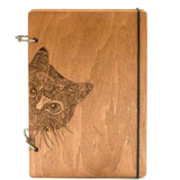 Блокнот с деревянной обложкой Wood&Leather «Кот» лак купить с доставкой в любой город Украины, цена от 583 грн.