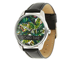 Часы ZIZ маст-хэв "Пальмовые листья" (черный, серебро) купить с доставкой в любой город Украины, цена от 540 грн.