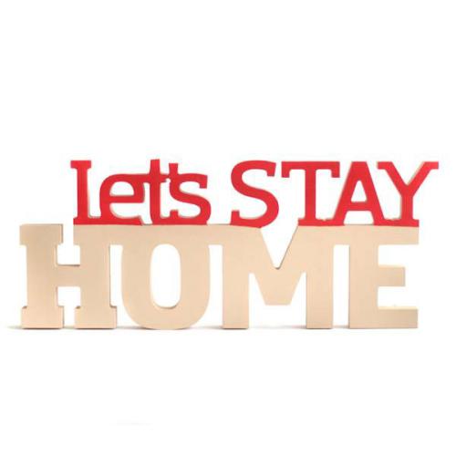 Слово «Let's stay home» (бежево-красный) купить с доставкой в любой город Украины. Киев, Харьков, Одесса, Львов. Цена от 245 грн.